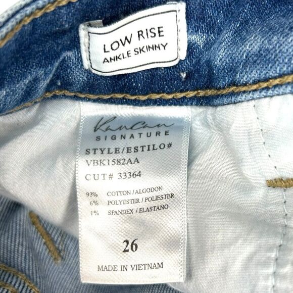KanCan Low Rise Ankle Skinny Light Wash Stretch Denim Frayed Hem Jeans Size 26 - Picture 6 of 9